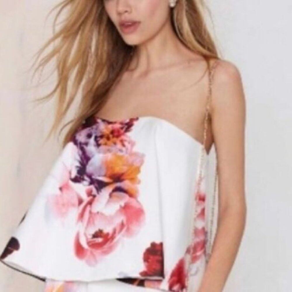 Keepsake the Label Multicolor Floral Off The Shoulder Strapless Swing Top Size S